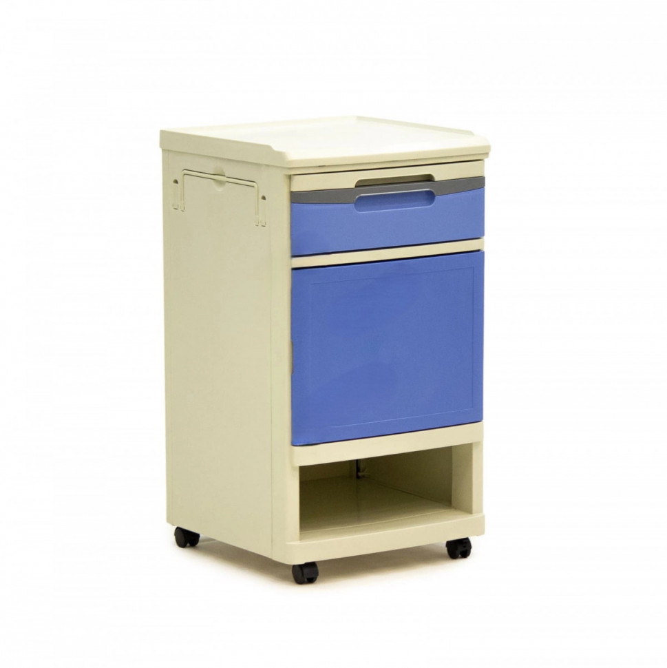 Тумба прикроватная МЕТ TL-230 пластиковая с выдвижным столиком, на колесах, цвет синий